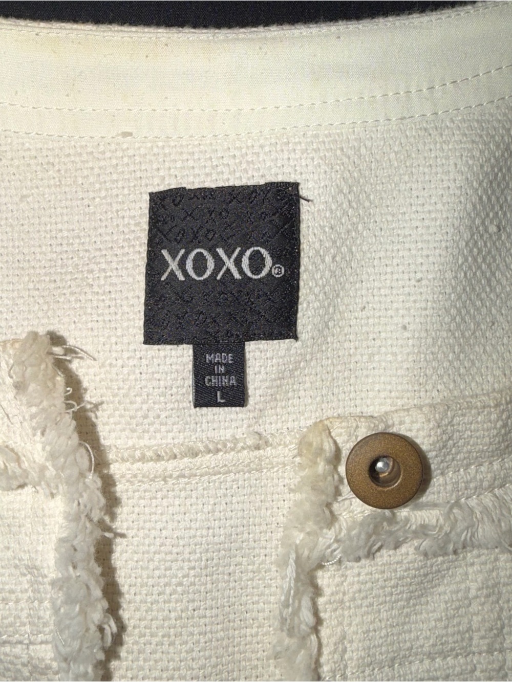XOXO Cream Jacket with Gold Stud Accents - Picture 2 of 4